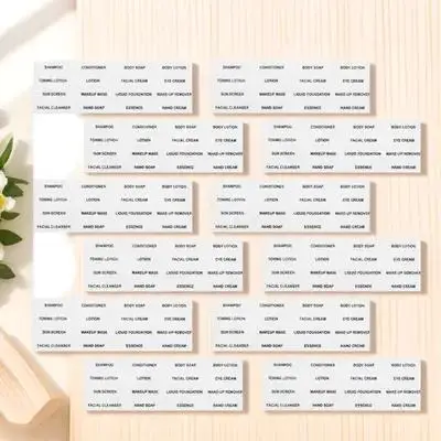 

12 Sheets Waterproof Clear Travel Bottle Labels Bathroom Organization Stickers for Lotion Shampoo Cream Bottles
