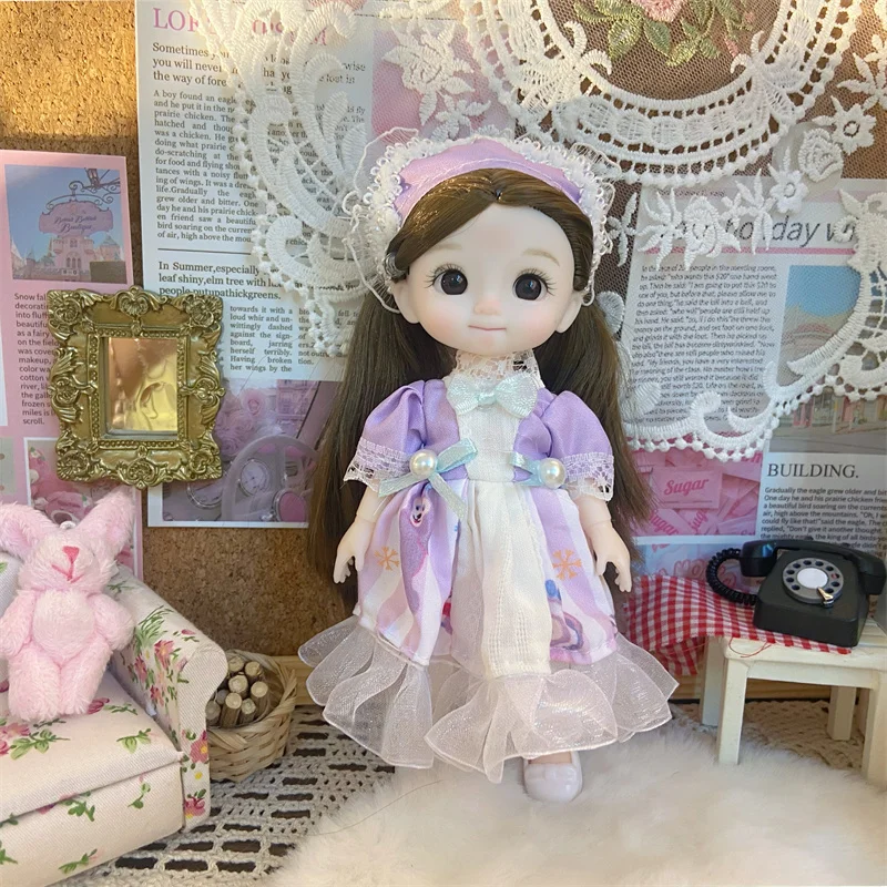 16cm Dolls for Girls Children\'s Toys 1/8 BJD Mini Dolls Kawaii with Clothes Birthday Xmas Gifts Princess Dress Up Toy