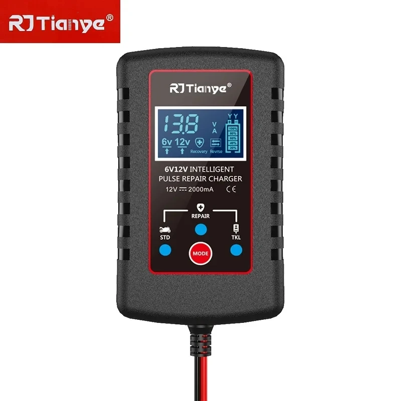 6V 12V Car Automatic Float Charger Smart Battery Charger ASE Adapter Cable Switch Multiple Protections For Motorcycle Lawn Mowe view 6