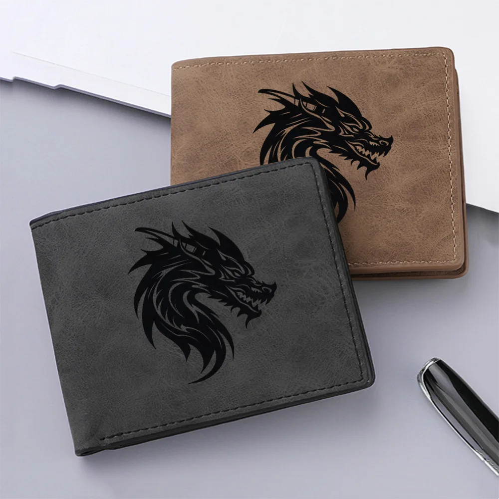 محفظة رجالية قصيرة مصنوعة من جلد البولي يوريثان وسحاب للعملات المعدنية وحامل أموال أمريكي عتيق