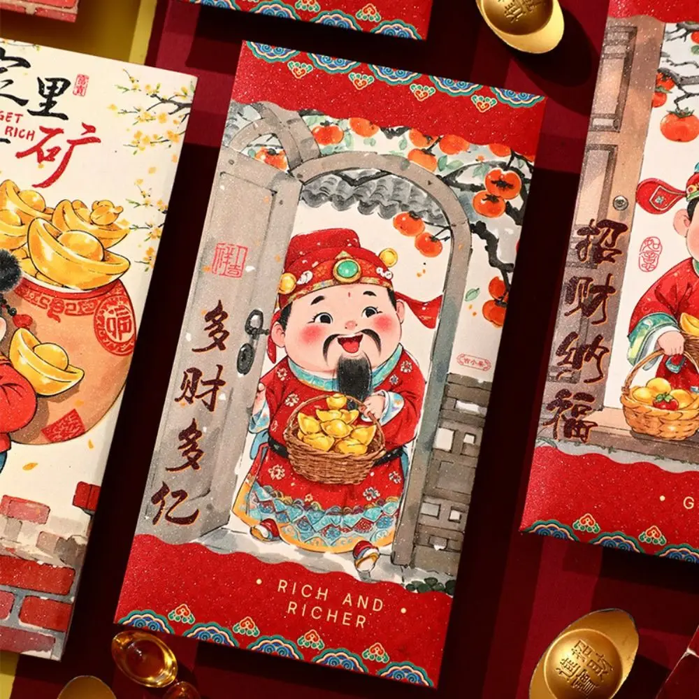 6 buste rosse tradizionali cinesi per Capodanno Hongbao addensate buona fortuna tasca rossa benedizione pacchetto di soldi matrimonio compleanno