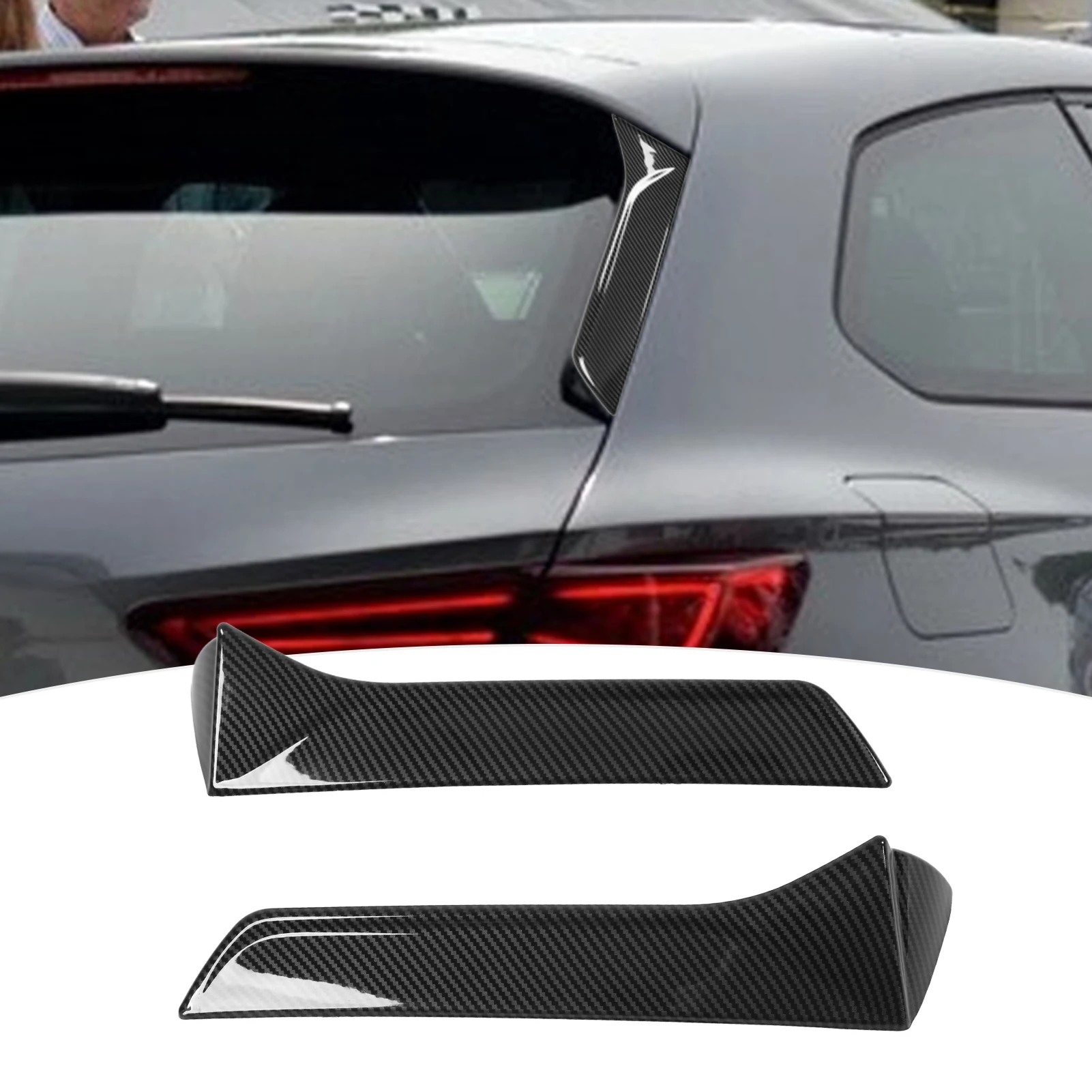 Rear Window 2PCS Rear Window Side Splitter Wing Exterior Trim Left Right Replacement for SEAT LEON 5F FR Mk3 MK3.5 2013‑2021