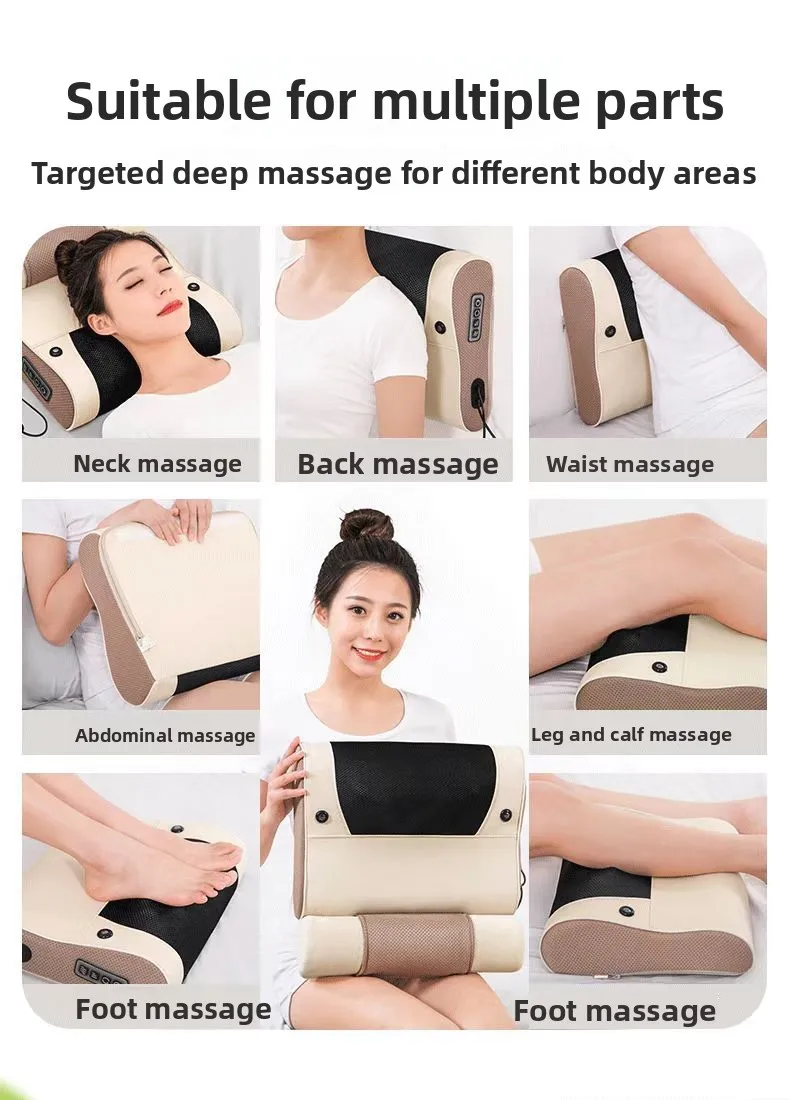 Multi Functional Massage Pillow, Electric Cervical Spine and Neck Airbag Heating, Household Full Body Waist Massage Pillow Press