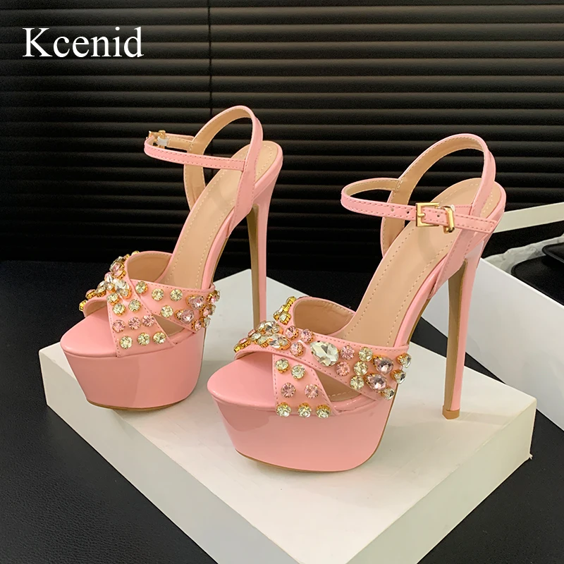 

Kcenid Sexy 16CM Super High Heels Sandals 2024 Summer Women Sandals Open Toe Buckles Nightclub Party Shoes Woman Size 35-42