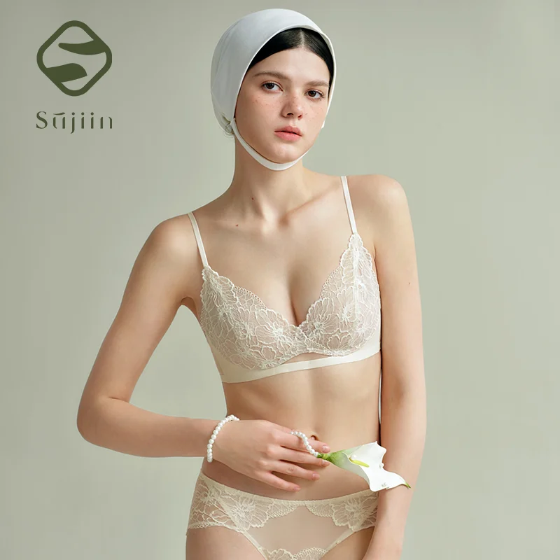 

SUJIIN Sexy Lace Bra for Women Push Up Wireless Bras Female Summer Thin Comfortable Bralettes Lady Small Chest Lingerie MX325