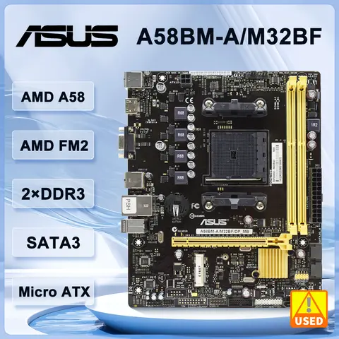 ASUS A58BM-A A58BM-A/M32BF/DP_MB Socket FM2/FM2 + AMD A55 DDR3 32GB compatible con CPU AMD A10-6700 A10-7860K Micro ATX