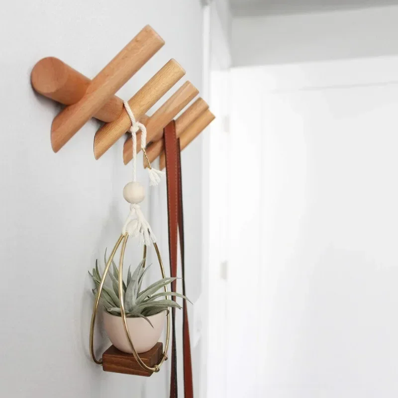 

Nordic Solid Wood Coat Rack with 4/5 Hooks Wall Hanging Storage for Clothes Hat Keys Organizer Hanger Hallway Entrance Decor