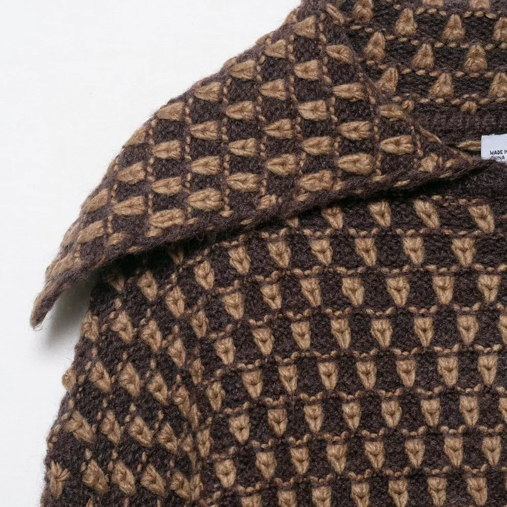 UNIZERA 2025 nové dámské oblečení ležérní, elegantní, módní, evropský a americký styl designu OVERSIZE pletená bunda - náhled 3