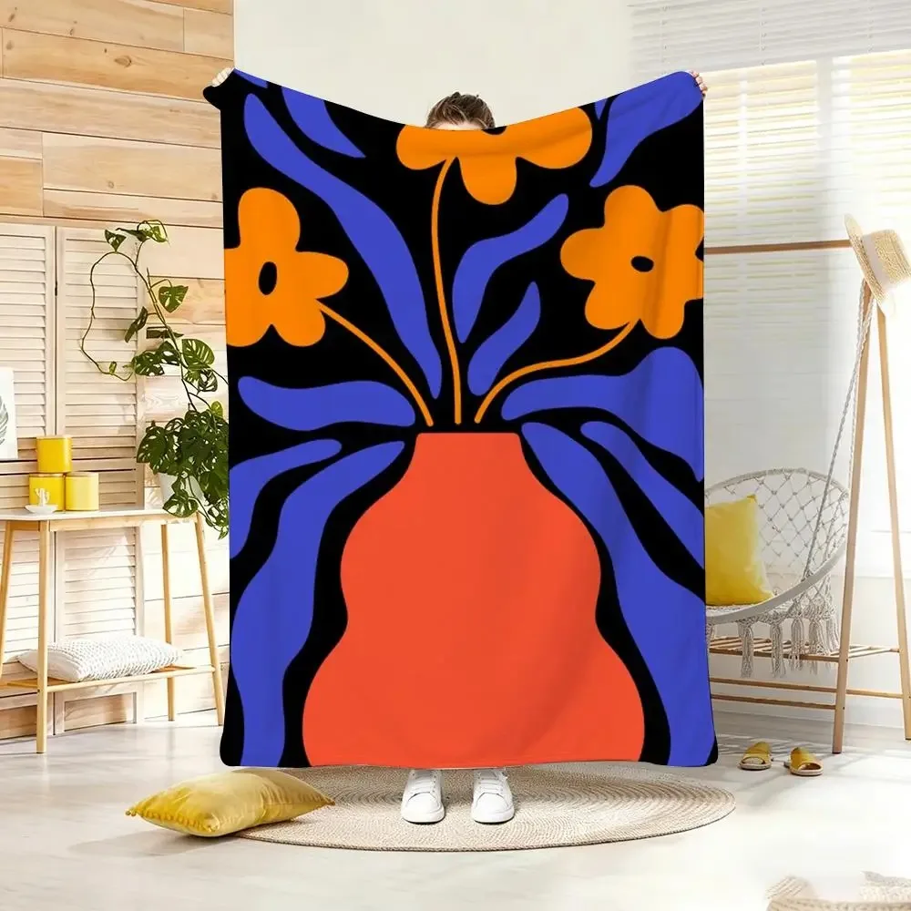 Matisse A-Abstract Floral CutOut Throw Lightweight  Flannel Blanket Soft Skin-friendly for Summer Cooling