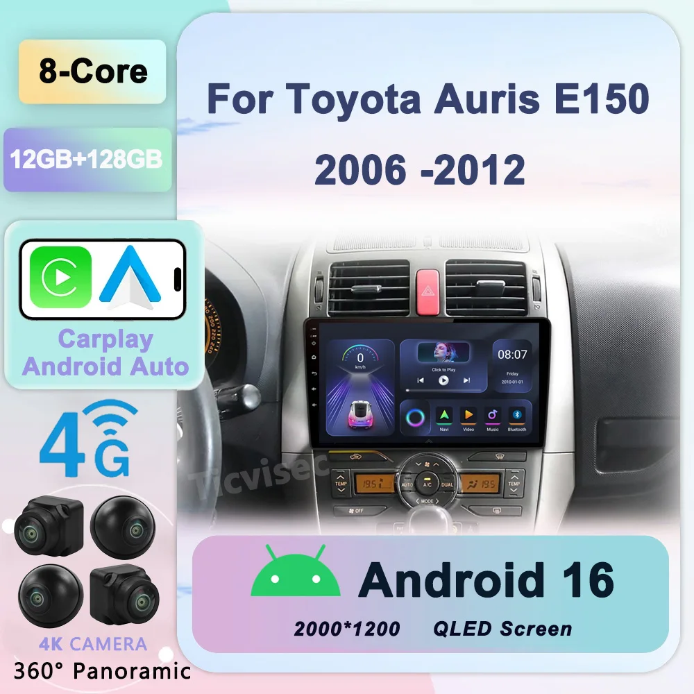 

2Din Android 16 Car Radio for Toyota Auris E150 2006-2012 4G GPS Navigation Carplay Audio Stereo Multimedia autoradio