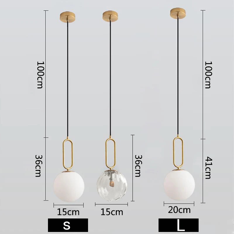 

OUDELADI glass pendant lights Restaurant Bar Clothing store Kitchen Island Brass Light fixture decor bedside hanging lamp