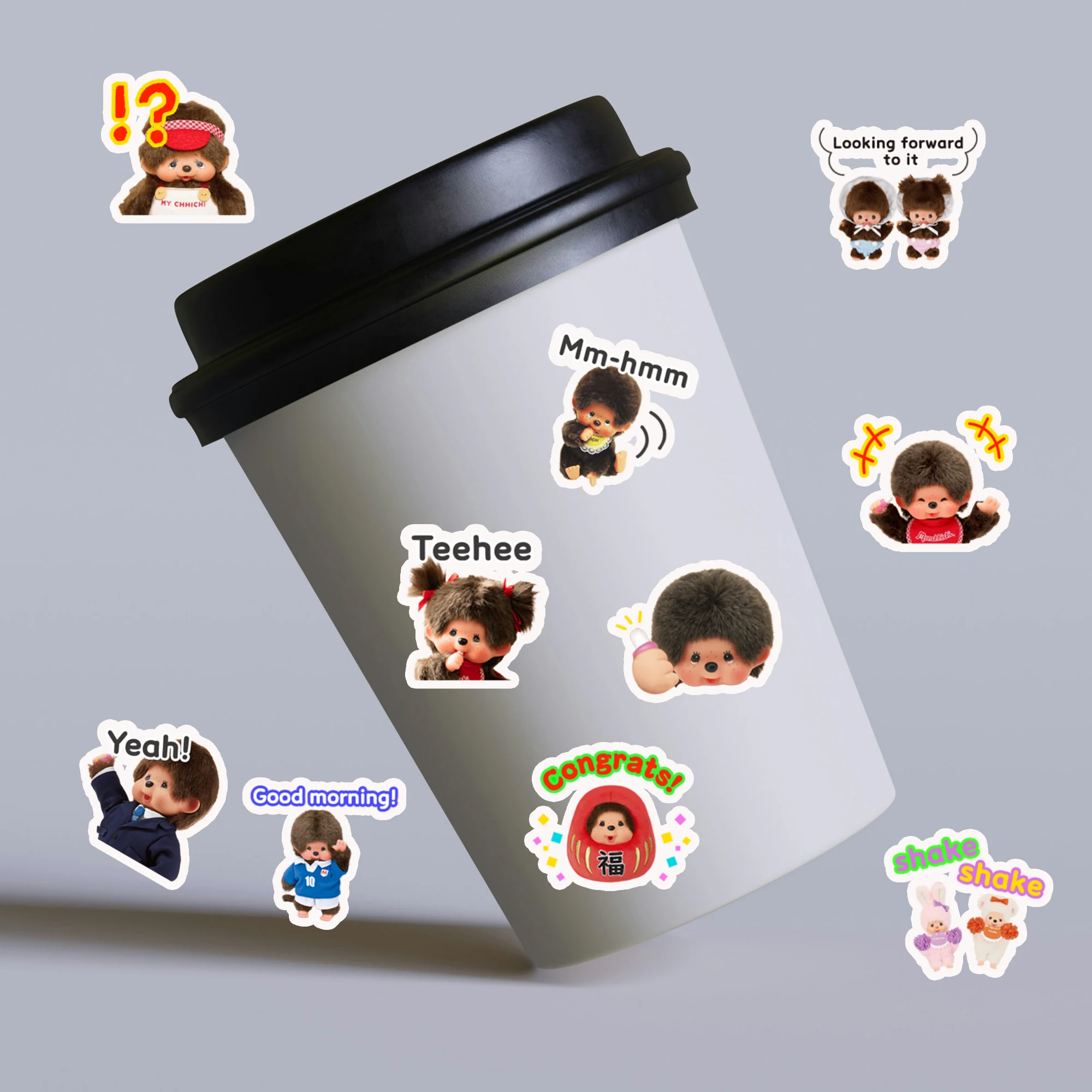 Monchhichi Cartoon stickers cute waterproof stickers for DIY phone cases, books, stationery boxes decoration