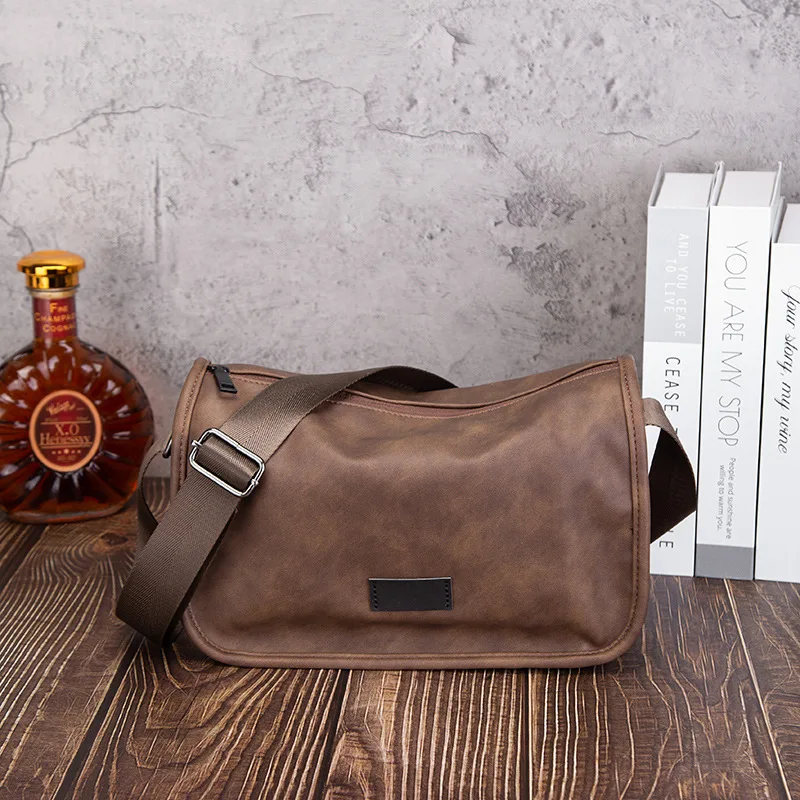 

Мужская сумка на одно плечо из искусственной кожи, простая и модная квадратная сумка через плечо для молодых велосипедистов.