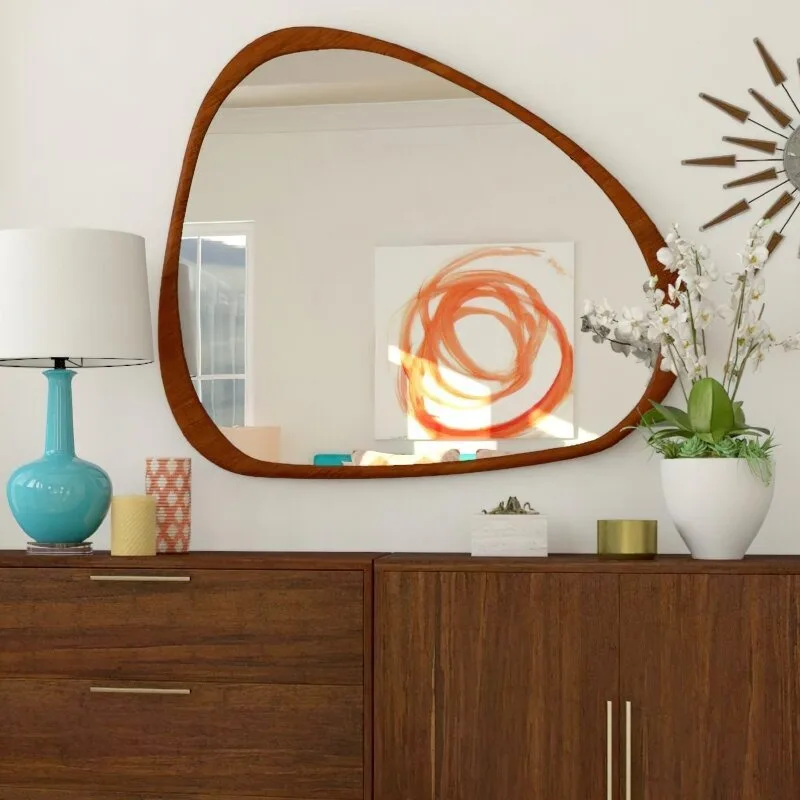 Espelho de maquiagem de parede de comprimento total estilo medieval espelho de maquiagem de quarto em formato especial adequado para pendurar cortinas de casa