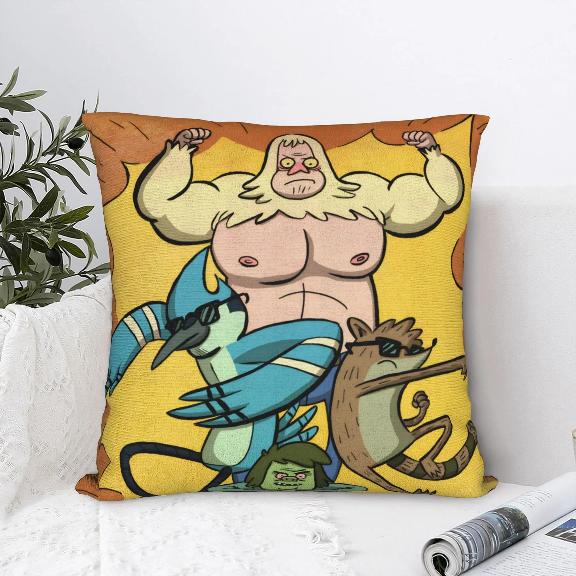 TV Series    Regulars Show Square Pillow Covers Polyester Bed Car  Cushion Case Cute Decorative Throw Pillow Case 40*40