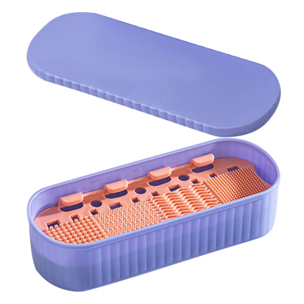 

Makeup Brush Cleaner Box Portable Compact Design for Travel Safe Material Makeup Tools Cleaning Storage Holder Drying