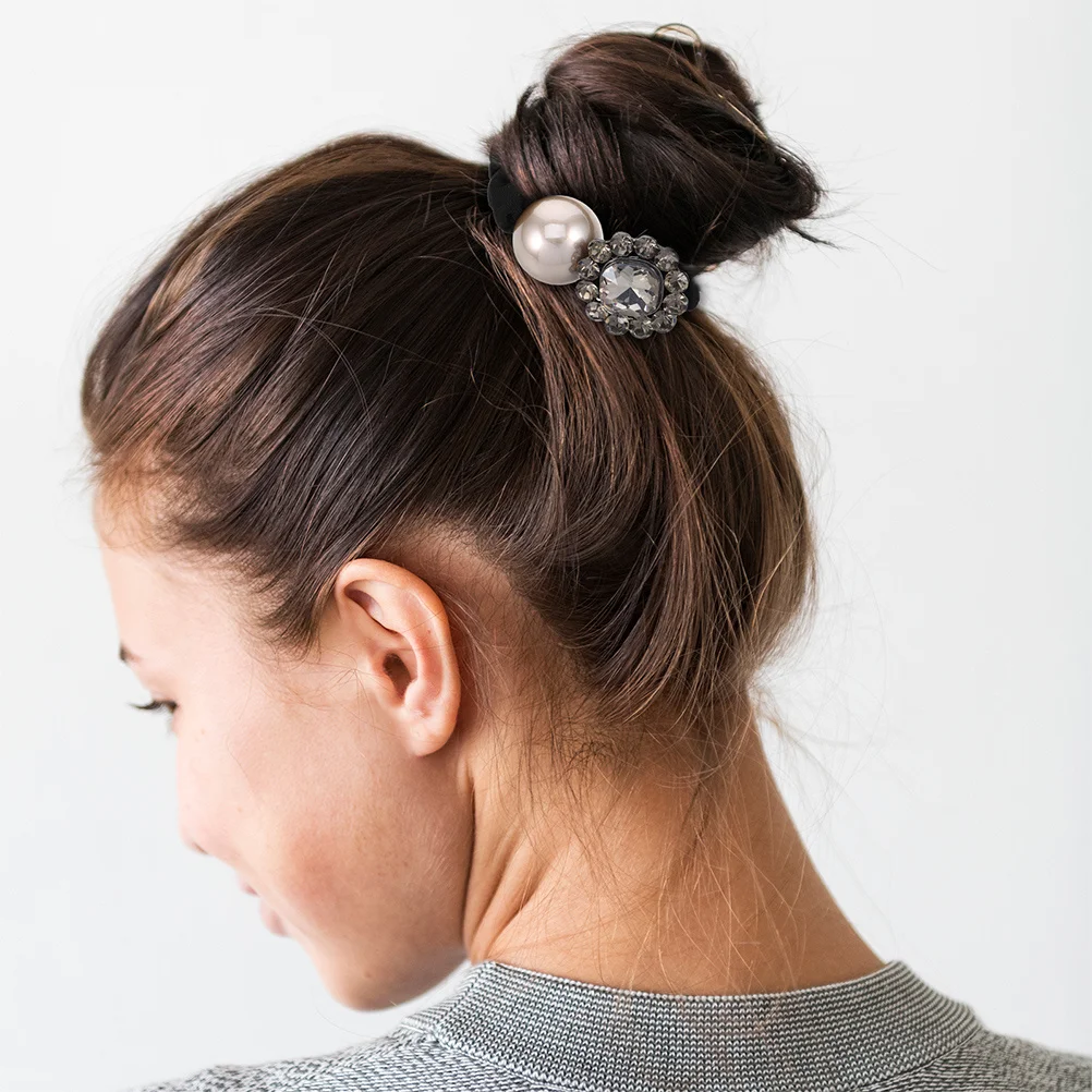 

2 шт. блестящие резинки для волос со стразами, мягкие эластичные резинки для волос, стильные аксессуары для женщин и девочек, различные прически