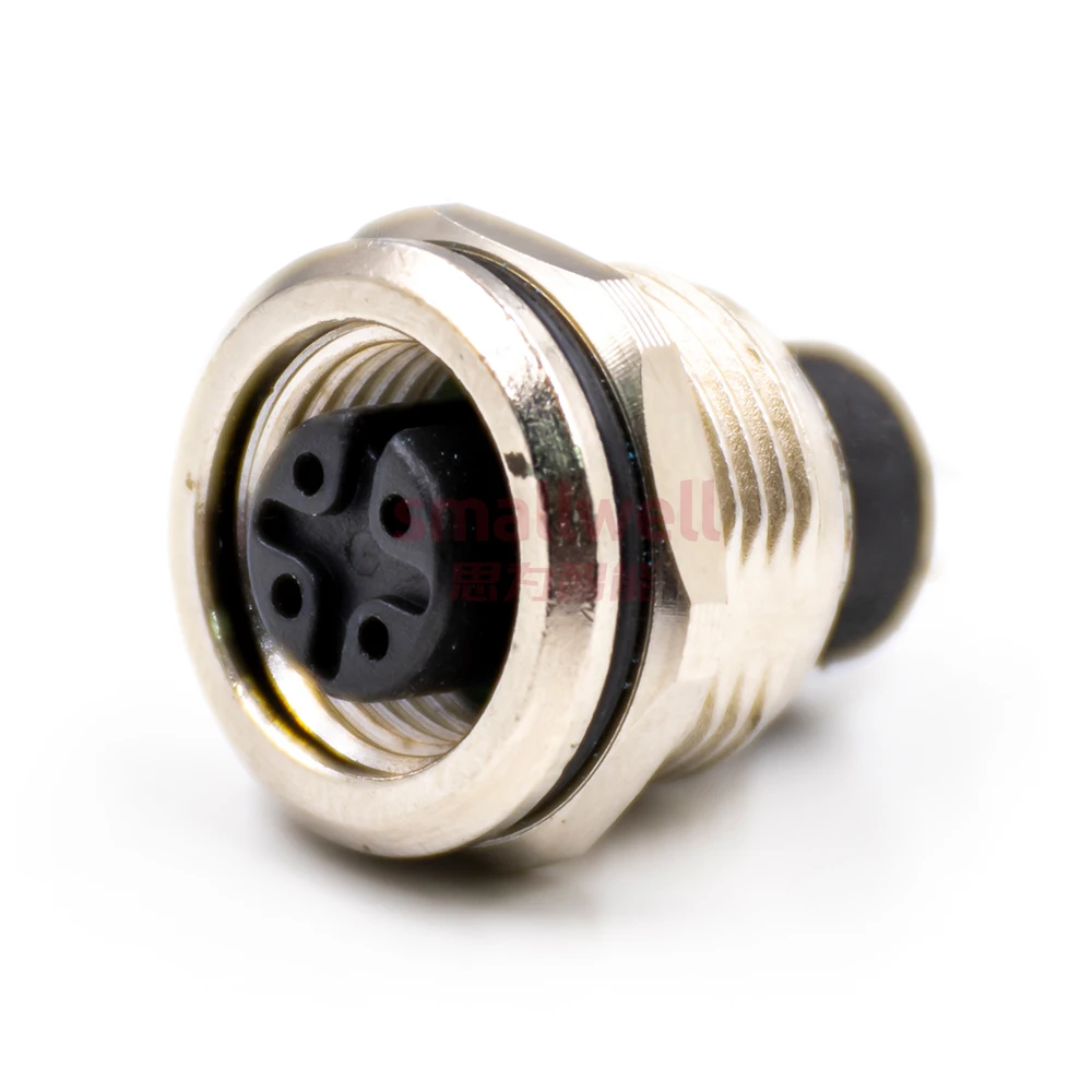 M12 4-core A buckle hole panel installation socket board front installation unshielded welding board size M16