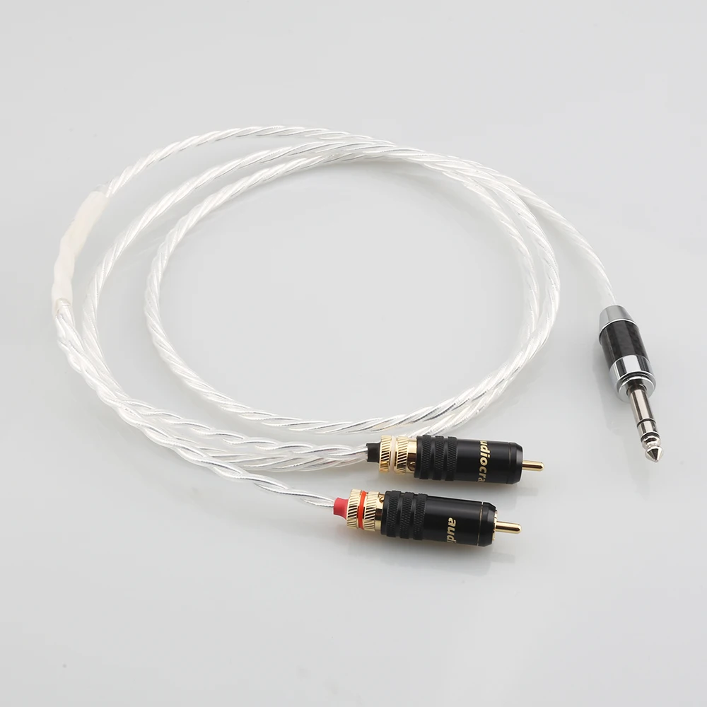 HI-End  Silver Plated 6.35mm Jack (1/4') 1/4inch TRS(male) to Dual(2) RCA/Phono Splitter Audio Extension Cable HIFI