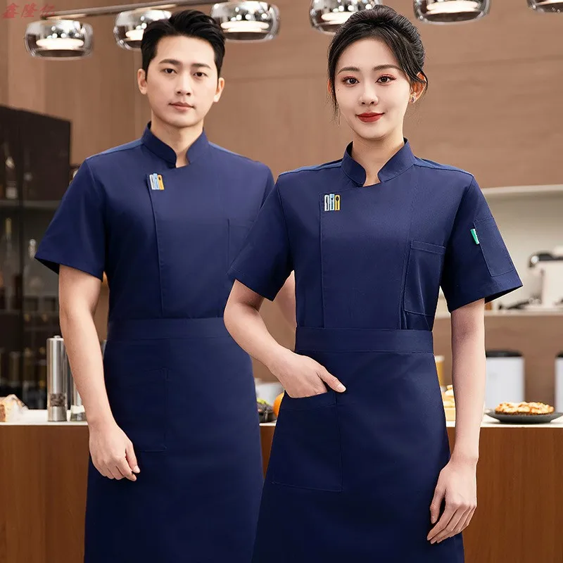 夏薄型通気性メッシュ半袖シェフジャケットケータリングホテルレストラン食堂ペストリーパン屋作業服キッチン服