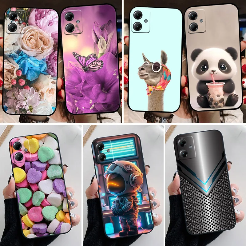 For Motorola Moto G14 Case Lovely Cartoon Flower Soft Silicone Phone Cover For Moto G84 5G Funda Coque For Moto G15 G05 4G Shell