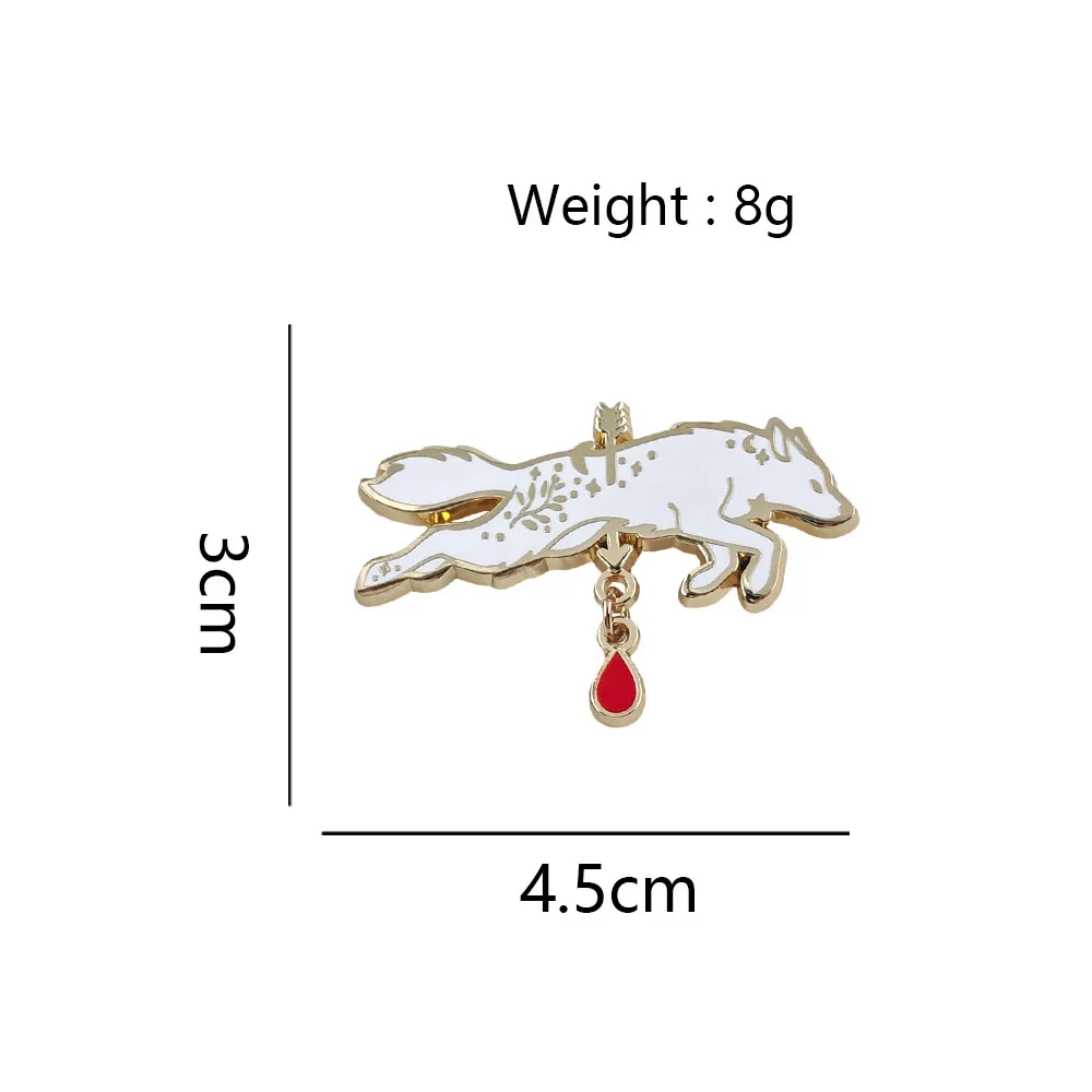 Antikes Rom Lupercalia Emaille-Pin Mythologische Weiße Wolf-Brosche Pfeil Blutstropfen Anhänger Abzeichen Pagan Wicca Schmuck Geschenk für Fr – Detail 2