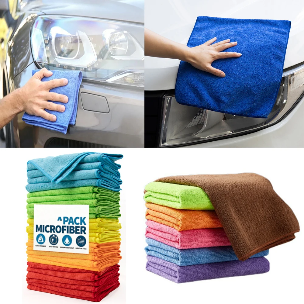30cm Bunte Mikrofasertücher Autowäsche Trockentuch Autopflege Detailing Reinigung Poliertuch Haushalt Küche Waschlappen