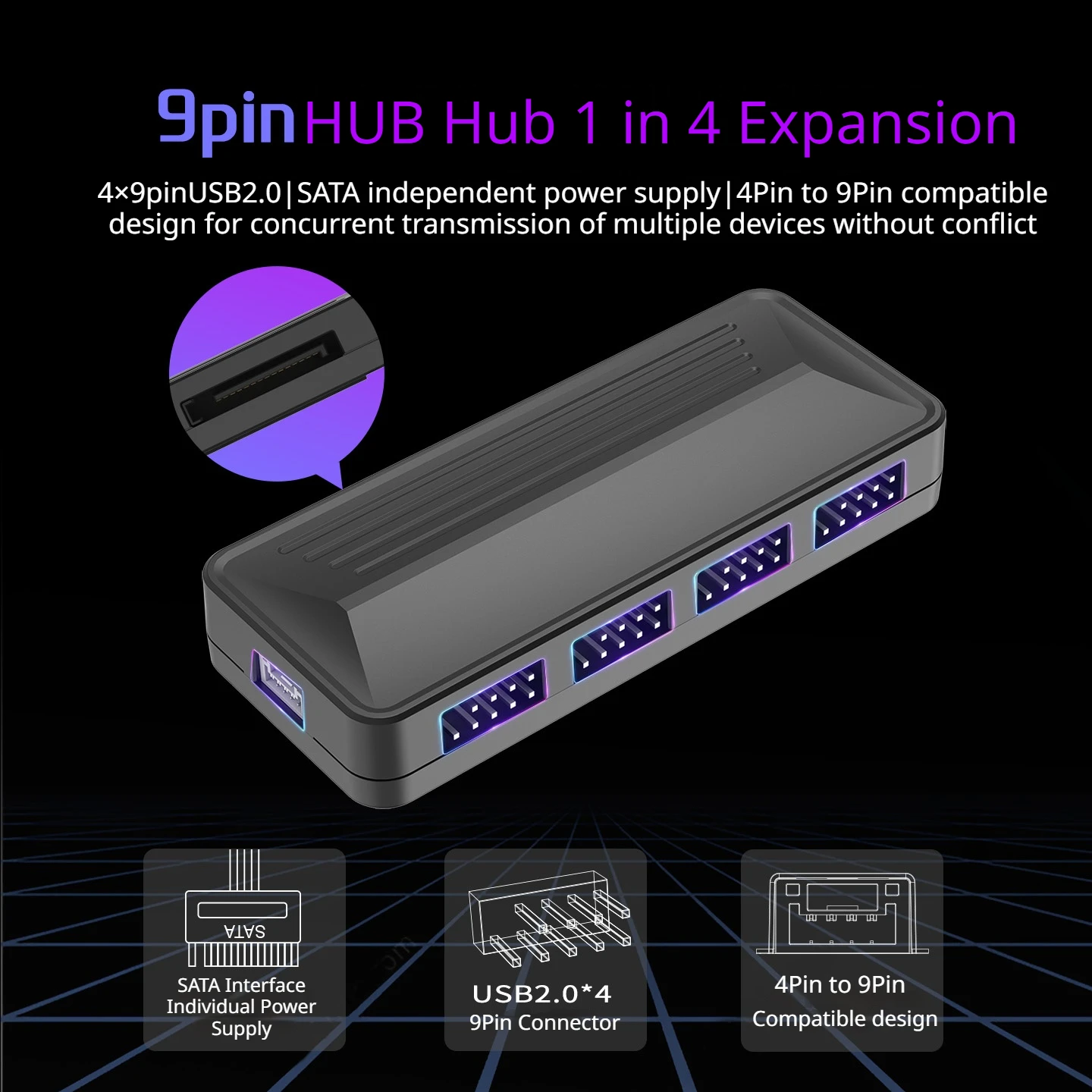 Power Train Z-U4 pc accessories 4PIN transfer compatible with 9-pin hub high-speed transmission SATA independent power supply