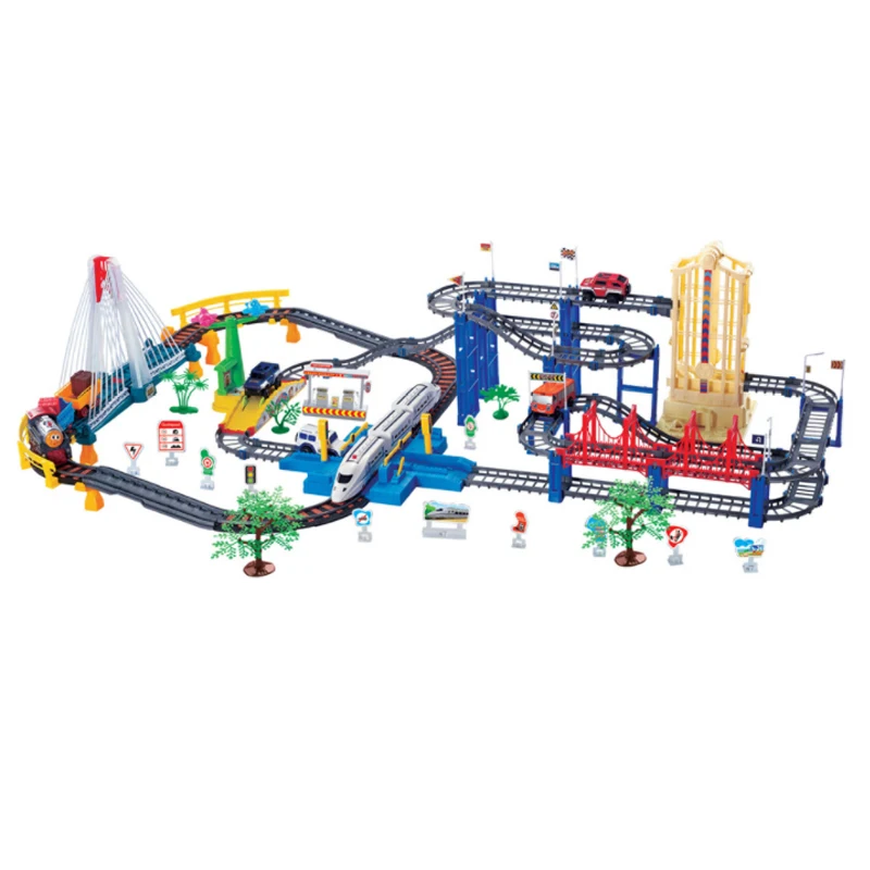 Train Electric Railcar Toy Race Tracks for Boys Creates Construction Flexible Track Vehicle Suitable for Birthday Gift B022