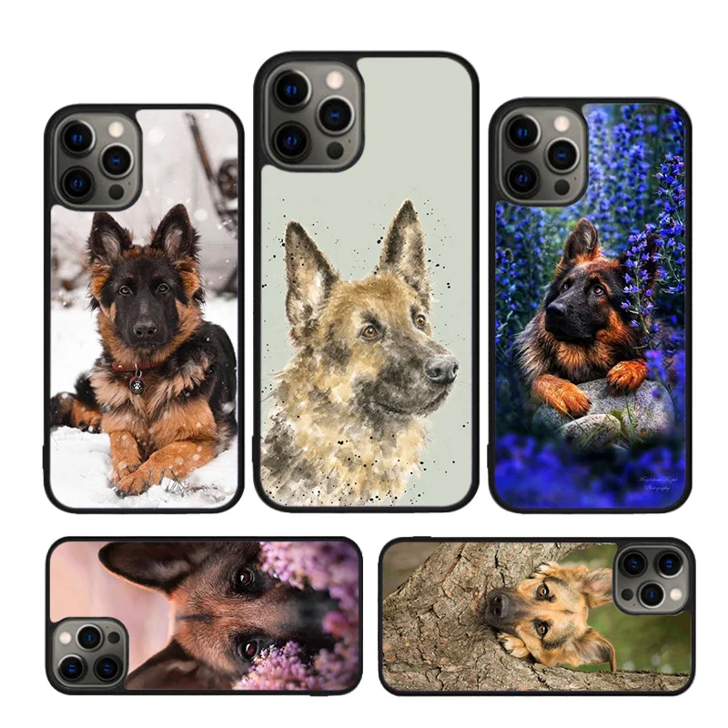 Cartoon German Shepherd Dog Phone Case for iPhone 16 15 14 12 13 mini PLUS X XS XR 11 PRO MAX Back Cover Fundas Shell