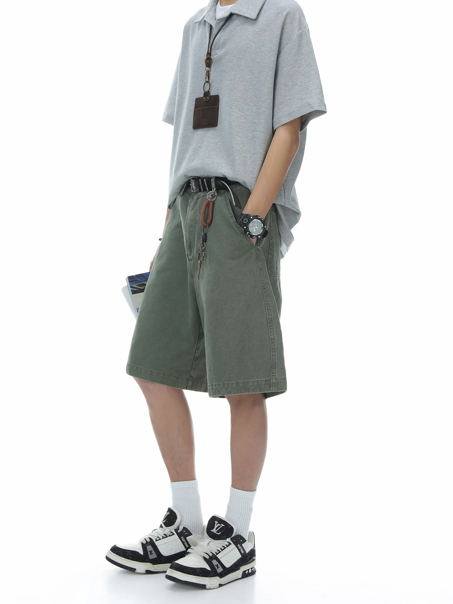 

American Retro Workwear Straight Leg Casual Shorts Unisex Summer New Five-Point Short Pants Cotton Comfortable Wear Resistant