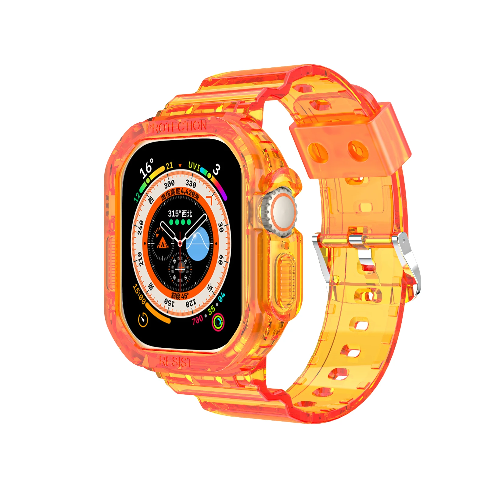 Caixa transparente e cinta integrada pulseira de pulso para apple watch ultra 49mm