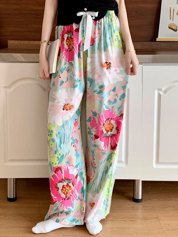

Lounge Pants for Women Summer Cotton Rayon Blend Straight Leg Sleep Pants Outdoor Wear Plus Size Pantalones Pijama Mujer Algodón