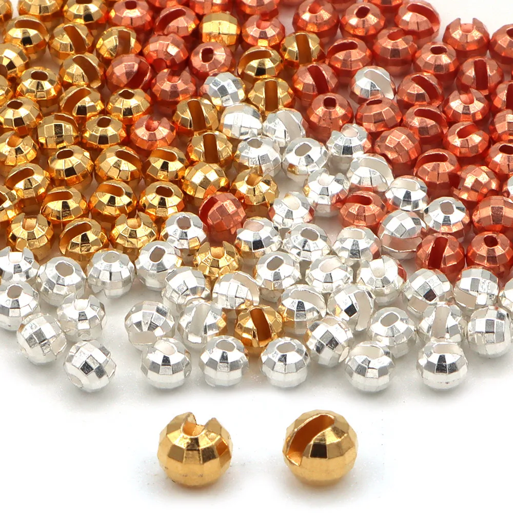 50pcs Faceted Slotted Beads Set 2.0-4.0mm Fly Tying Material 3 Colors Trout Perch Fly Fishing Lure Tackle