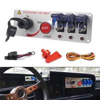 Panel de interruptor de palanca de encendido/apagado de motor de encendido de coche de carreras LED automático de fibra de carbono auténtica 12V estilos de 5 botones