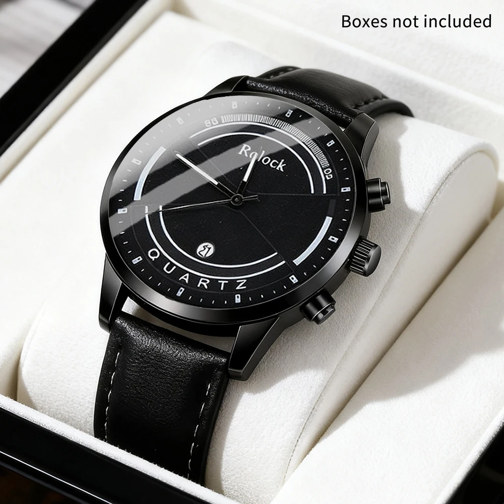 4Pcs/Set Luxury Men's Watch & Accessory Set, Business Casual Watch, Fashion Round Dial, Classic Strap,, Anniversary