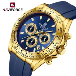 NAVIFORCE Brand Fashion Watch For Men Waterproof Chronograph Clock Business Casual Silicone Band Quartz Wristwatch Reloj Hombre