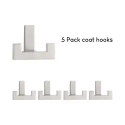 SARIHOSY 5Pcs Silver Double Wall Hook Coat Hook for Kitchen Bathroom Accessories Wall Mounted High Load-bearing Hooks