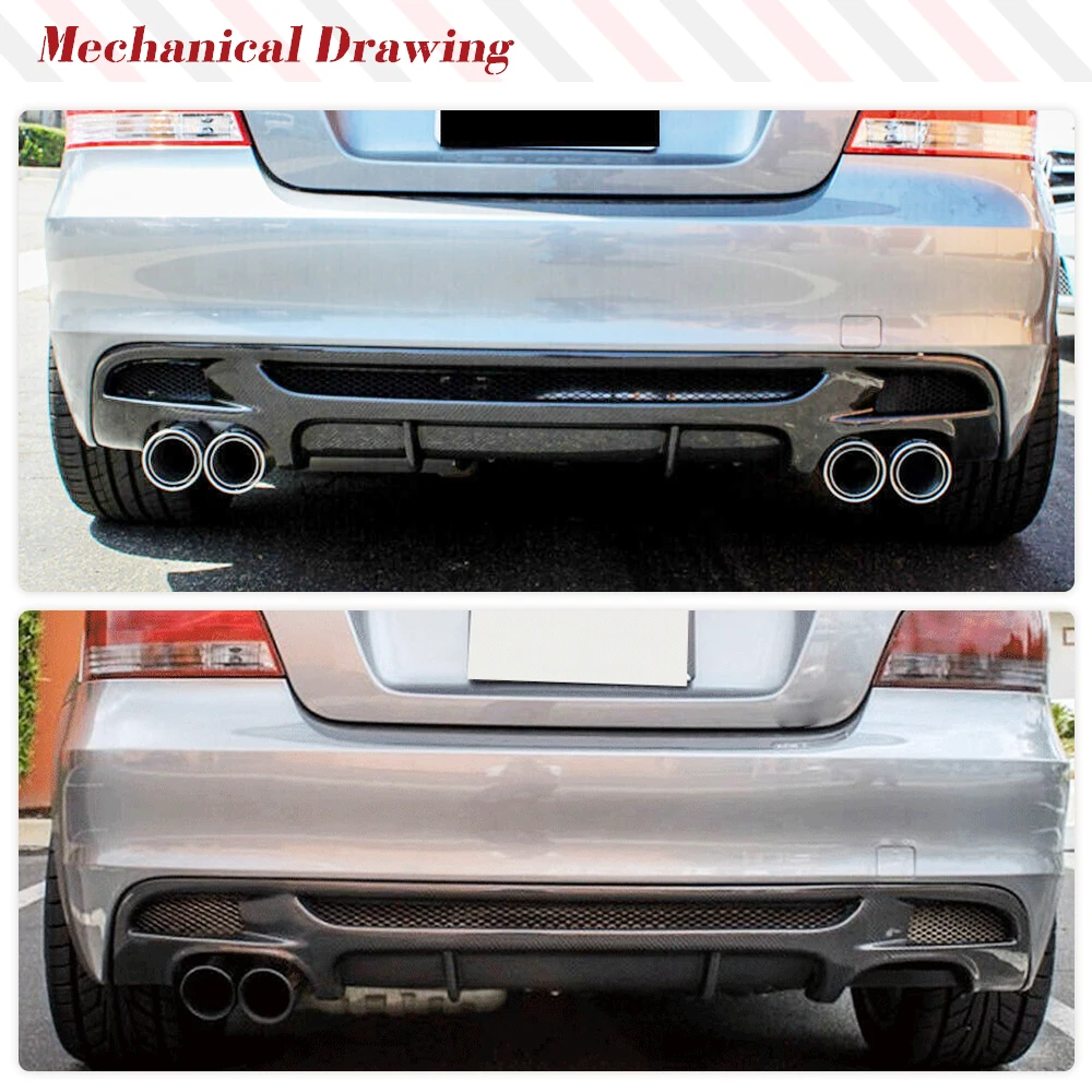 Real Carbon Fiber Rear Bumper Diffuser For BMW E82 E88 M Sport 2 Door Only 2007-2013 Convertible Four outlet Exhaust Diffuser