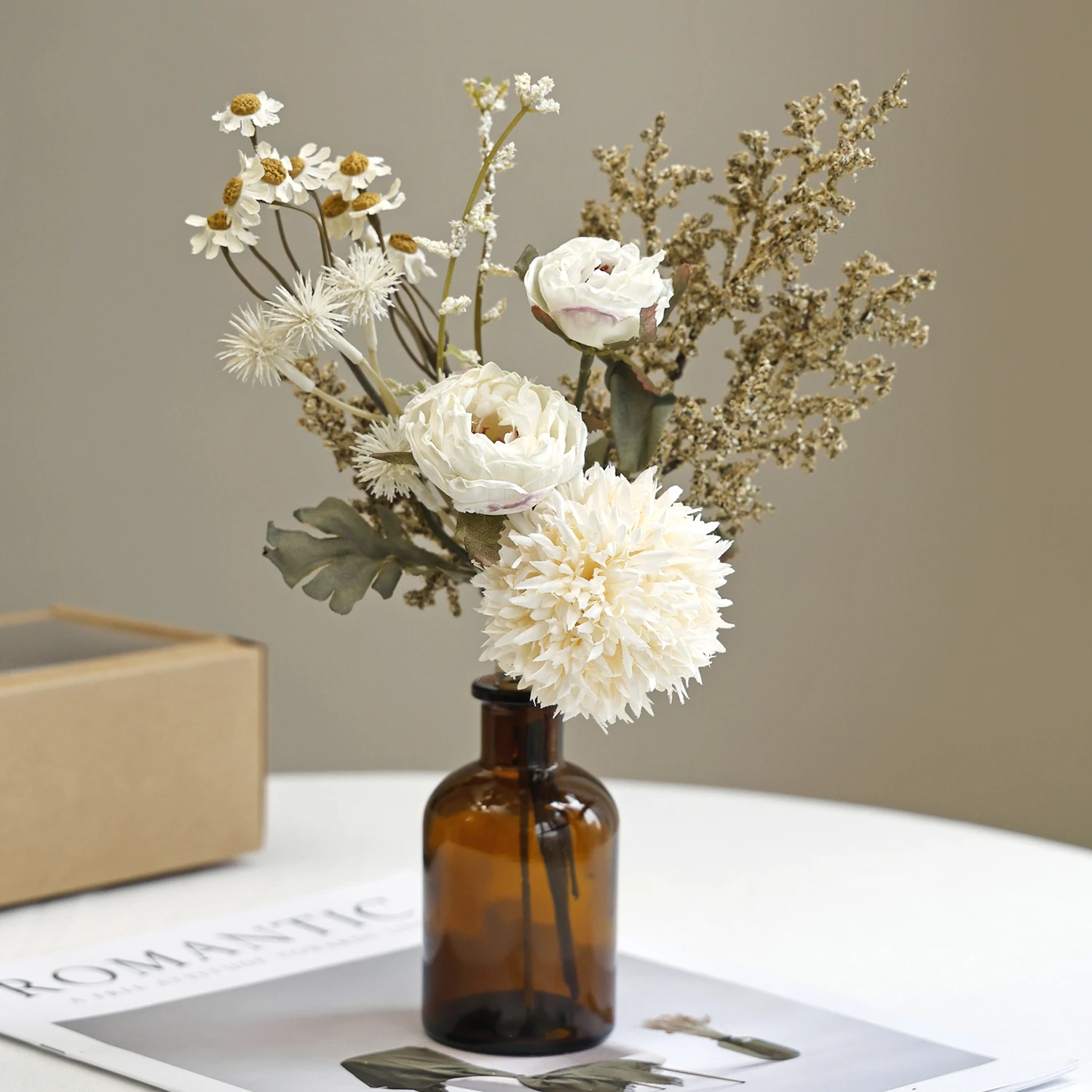 Künstliche Blumenkombination, hochwertige Hochzeits-Brautstrauß-Dekoration, Valentinstag, Heim, Zimmer, Tisch, Bonsai, Geschenk, Vase, Zubehör – Detail 8