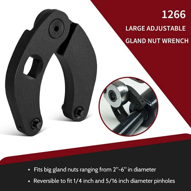 Hydraulic Gland Nut Wrench Set Of 2 1266 & 7463 Hydraulic Cylinder Spanner Wrench With Gloves,Towel,Pins & Hex Wrenches