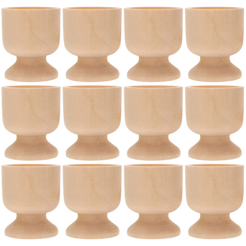 12 Pcs Easter Egg Tray Painting Tool Cup Rack Crafts Stand Holder for DIY Wood Children Eggs Holding