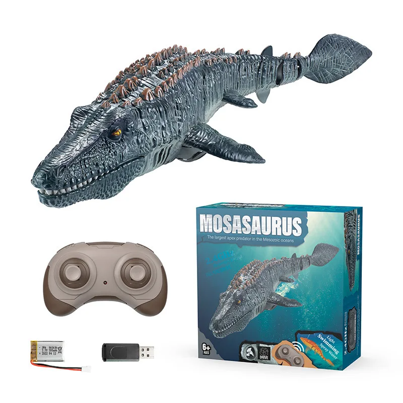 Children\'s remote control water spray dinosaur toy simulation large ancient ocean mosasaur electric swimming boy gift