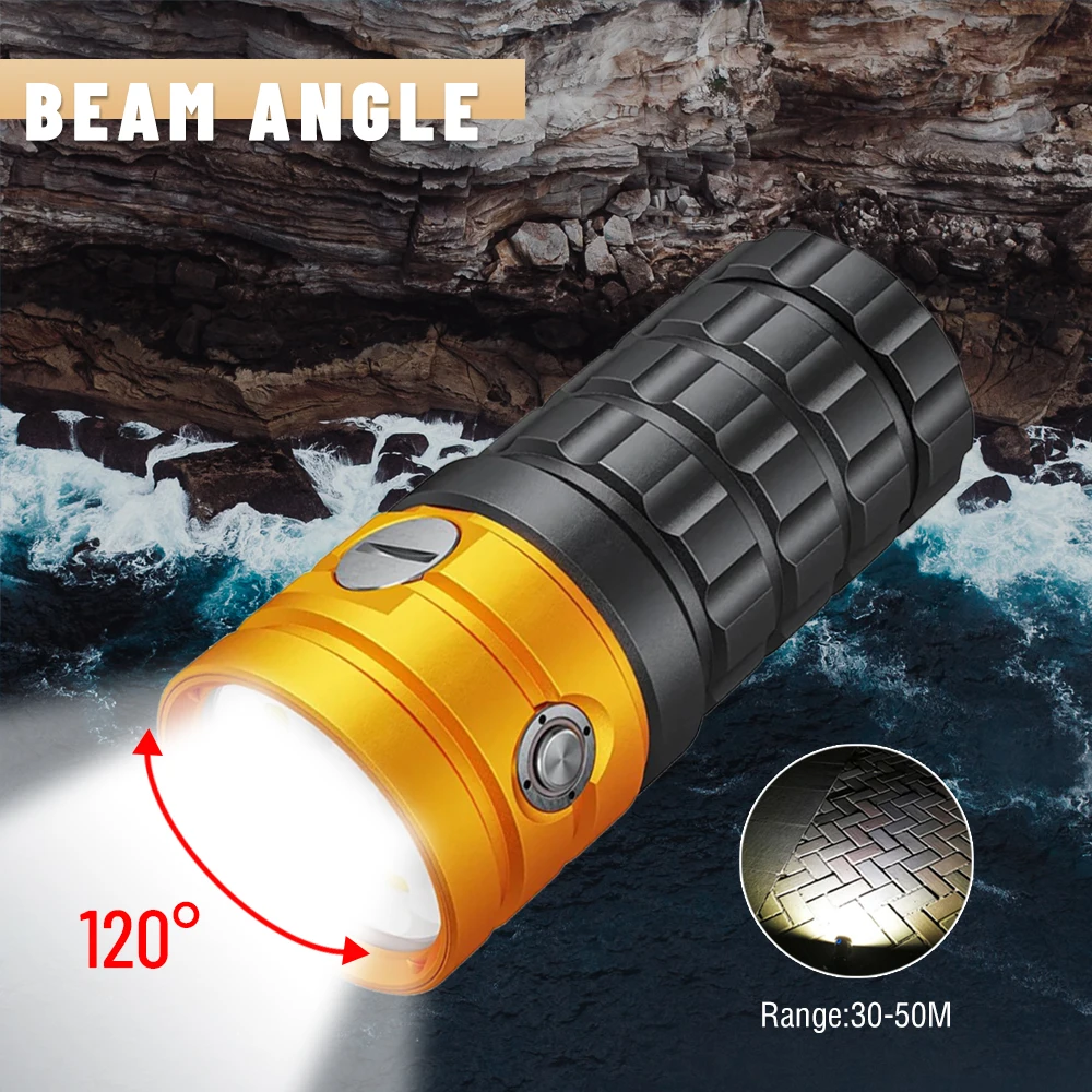 Asafee DR12 25000LM Professional LED Diving Flashlight Waterproof Red Blue White Warm Underwater Photography Video Torch Light