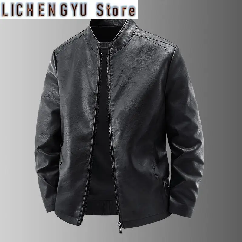 Autumn New Men Leather Jacket Black Biker Coat Korean Fashion Men PU Retro Leather Jacket Trend Casual Slim Fit Baseball Clothes