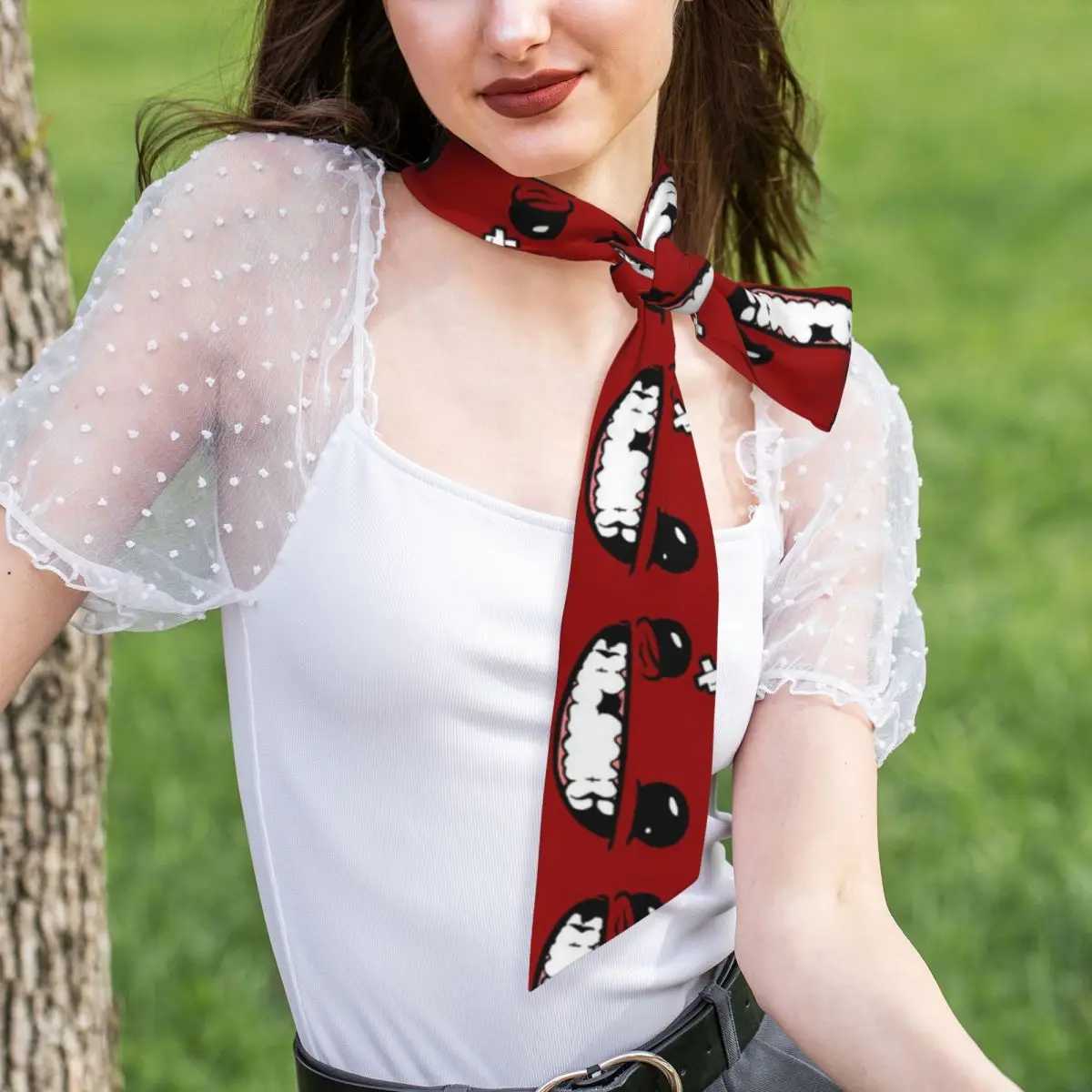 Hot New Fresh Red Sexy Smile Women Long Narrow Scarf Soft Skinny Scarf Multi-use Neck Head Wrap for