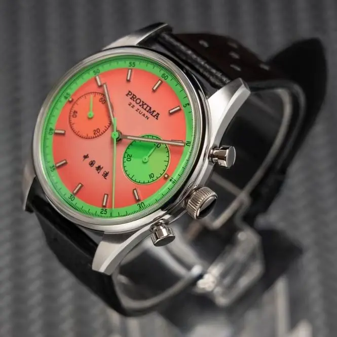Proxima Men Chronograph Watch Pilot 39mm Manual Winding Mechanical Wristwatch 100m Waterproof Sapphire Mirror ST1902 Fruit Dial