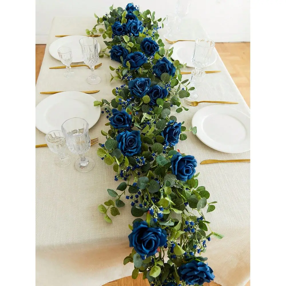

Искусственная гирлянда из тканевых цветов и лиан (гипсофила) синего цвета для свадеб, вечеринок, украшения столов, подарков на день рождения и выпускной