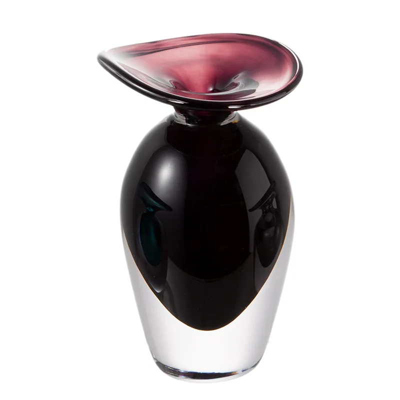 

Thick bottom colored crystal glazed desktop small vase