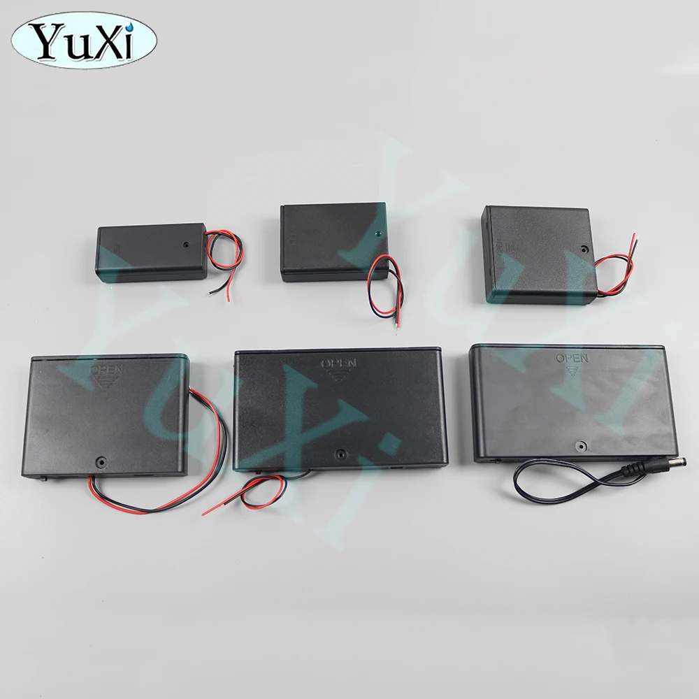 1Pc 2/3/4/5/6 Slot AA Battery Box Case 1.5V AA Battery Holder 14500 AA DIY Leads With 1 2 3 4 Slots Connect Black Red Wires